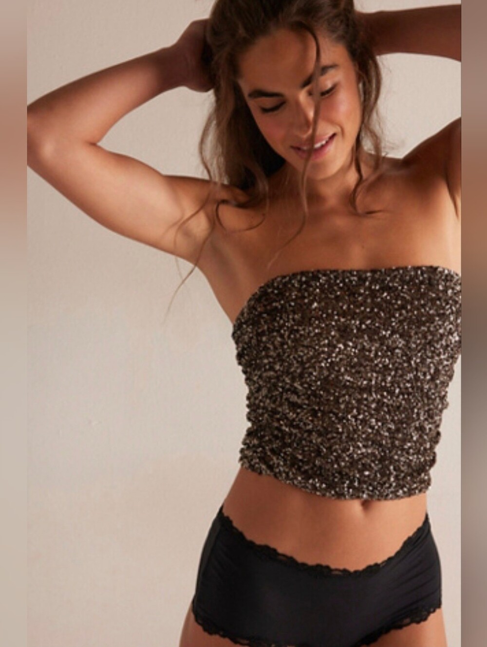 Sequin Strapless 'Leading The Way' Tube in Raven Combo